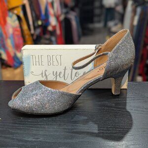 Ashro Silver Glitter Peep Toe